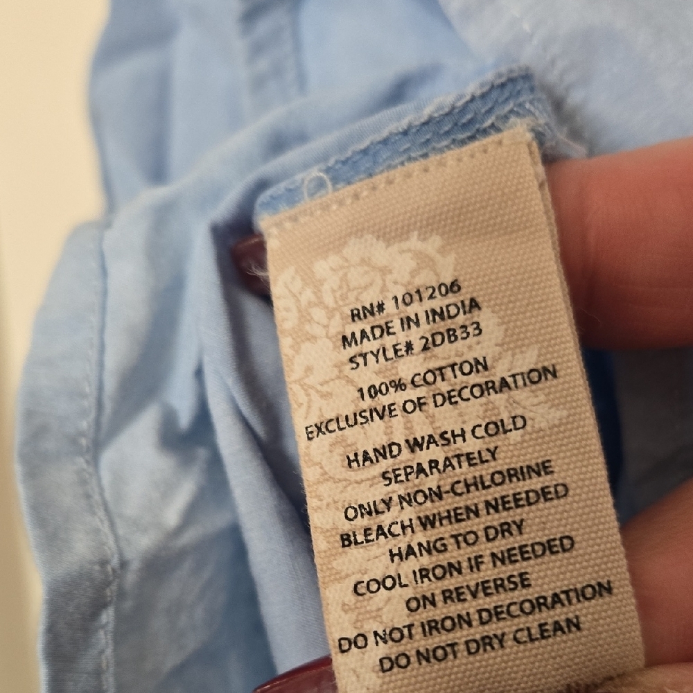 Soft Surroundings Light Blue Embroidered Top - Picture 4 of 6
